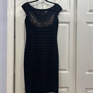 Adrianna Papell Black Lace-Trim Mini Sheath Dress